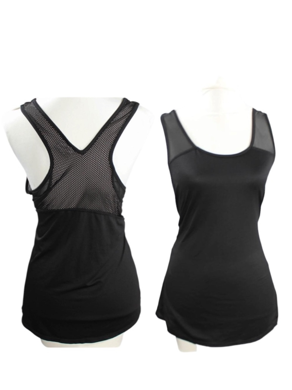 Danskin Now Black Mesh Back & Mesh Side Athletic Workout Tank Top Gym Sport